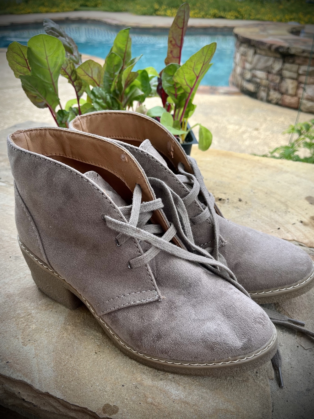 Merona Taupe Suede Lace-Up Ankle Boots